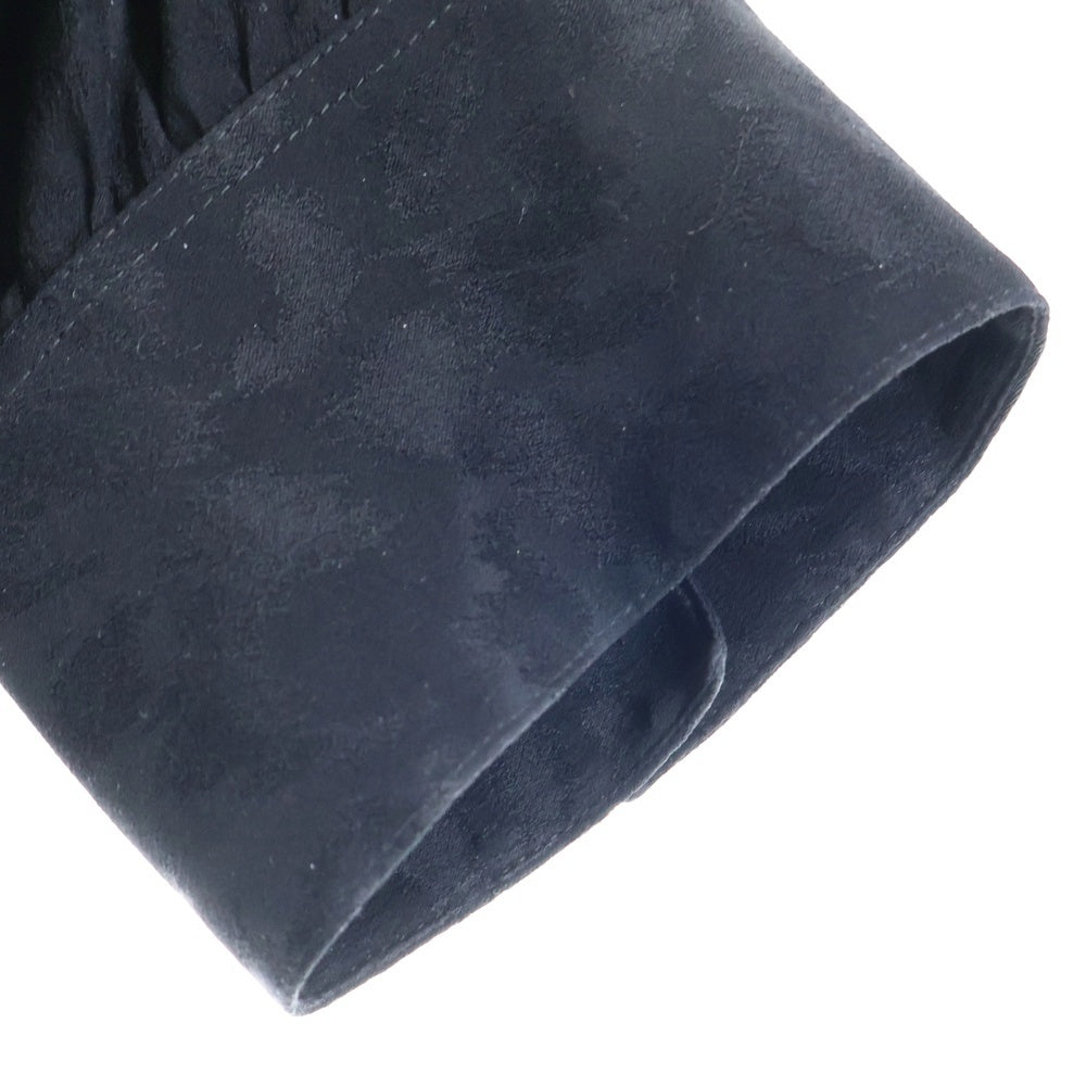 SAINT LAURENT PARIS(サンローランパリ) 22SS レオパード総柄 シルク ロングスリーブ 長袖シャツ ブラック 705698