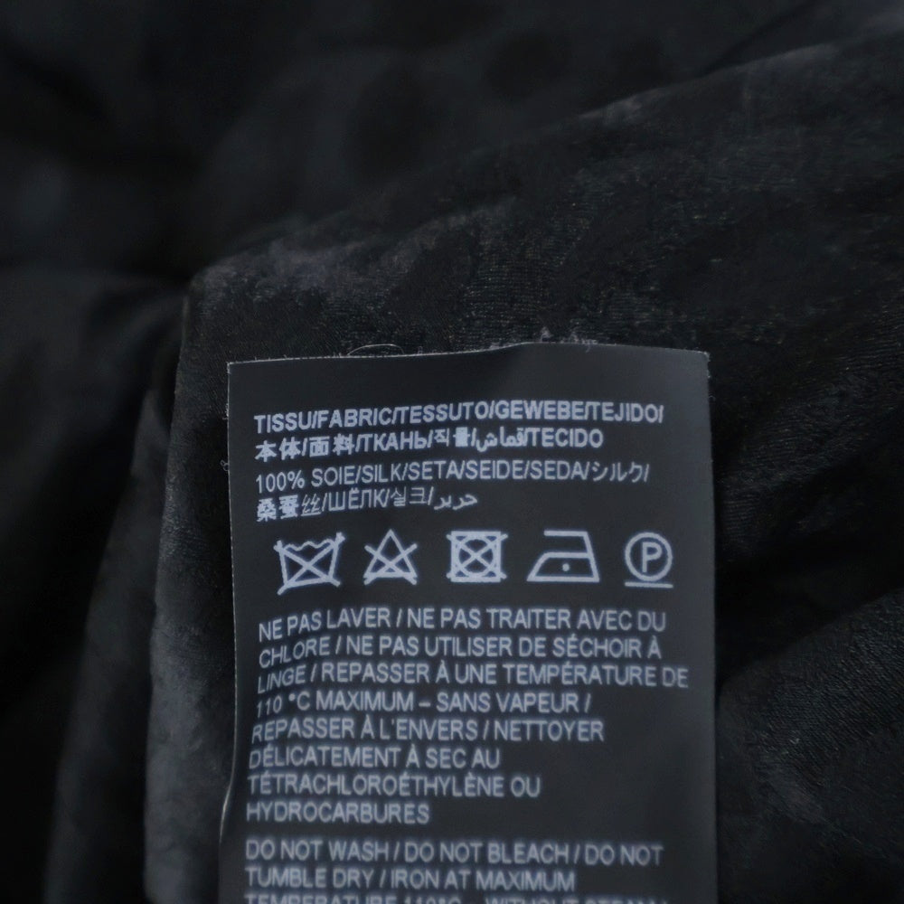 SAINT LAURENT PARIS(サンローランパリ) 22SS レオパード総柄 シルク ロングスリーブ 長袖シャツ ブラック 705698