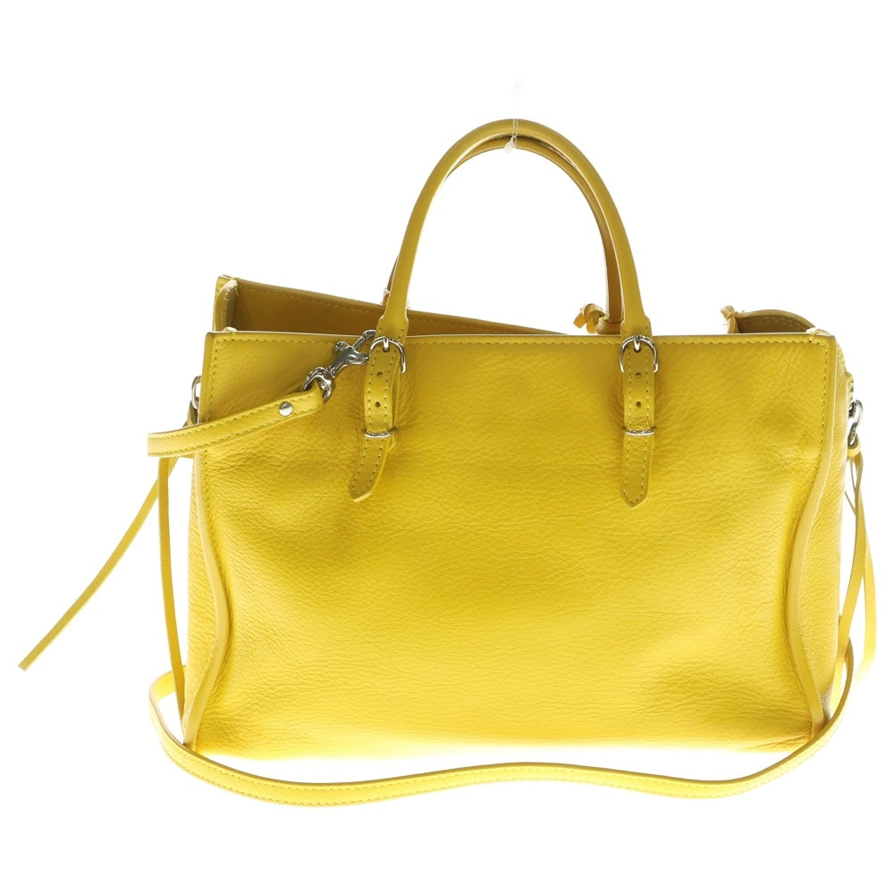 BALENCIAGA(バレンシアガ) ペーパーミニ A6 レザー ハンドバッグ シルバー金具 イエロー 370926