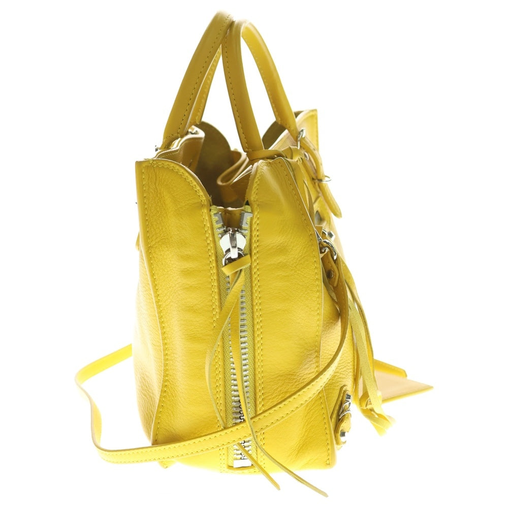 BALENCIAGA(バレンシアガ) ペーパーミニ A6 レザー ハンドバッグ シルバー金具 イエロー 370926