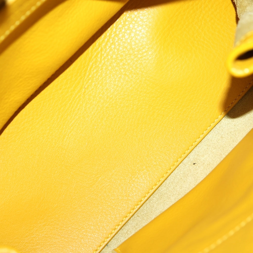 BALENCIAGA(バレンシアガ) ペーパーミニ A6 レザー ハンドバッグ シルバー金具 イエロー 370926