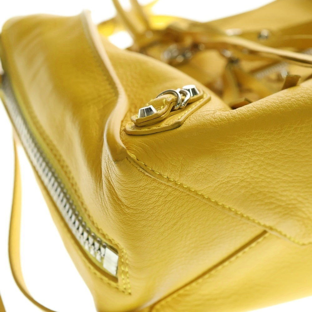BALENCIAGA(バレンシアガ) ペーパーミニ A6 レザー ハンドバッグ シルバー金具 イエロー 370926