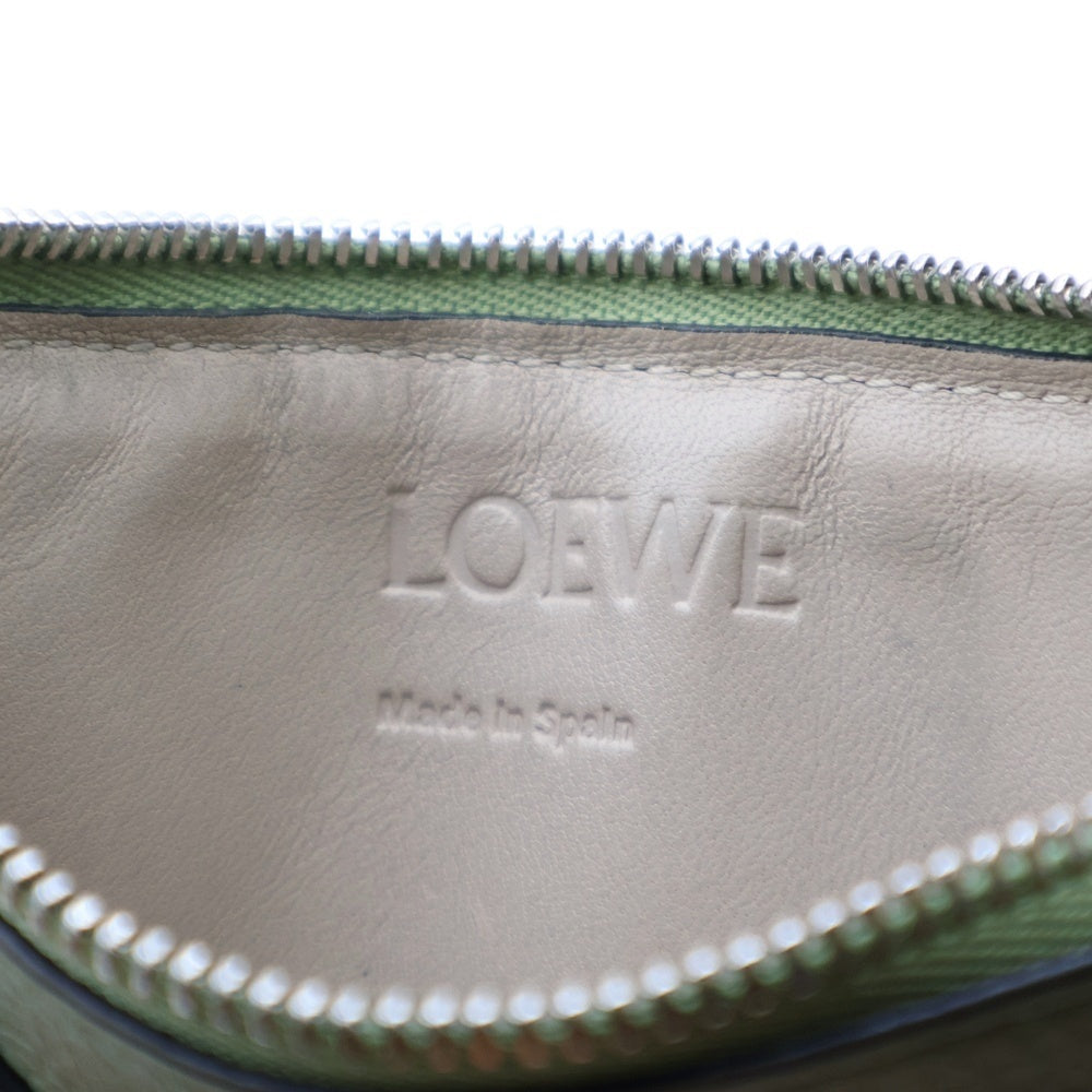 LOEWE(ロエベ) アナグラム フラグメントケース カードケース コインカードホルダー グリーン×ブラウン ソフトグレインカーフ シルバー金具