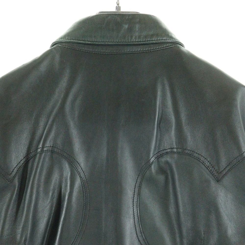 CHROME HEARTS(クロムハーツ) クロスボールボタン バックフレアニー レザー 長袖シャツ ブラック