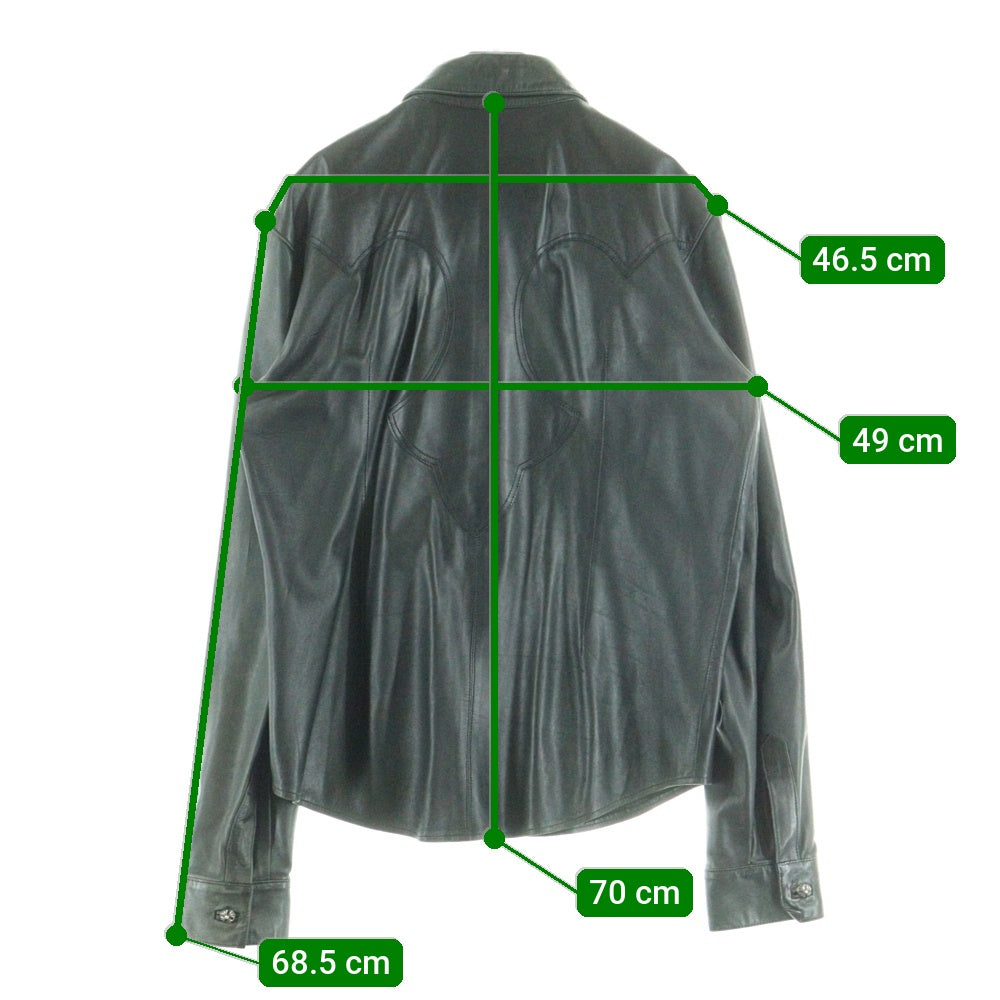 CHROME HEARTS(クロムハーツ) クロスボールボタン バックフレアニー レザー 長袖シャツ ブラック