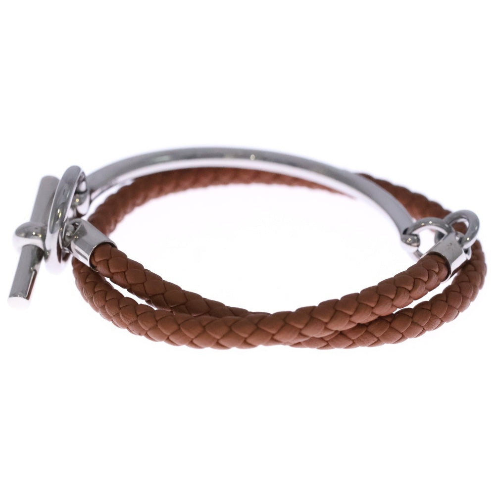 HERMES(エルメス) グレナン H リンク ブレスレット ブラウン レザー