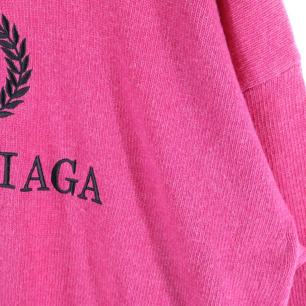 BALENCIAGA(バレンシアガ) 18AW ロゴ刺繍 カシミヤ混 ウール タートルネック プルオーバー 長袖ニット セーター ピンク 542618
