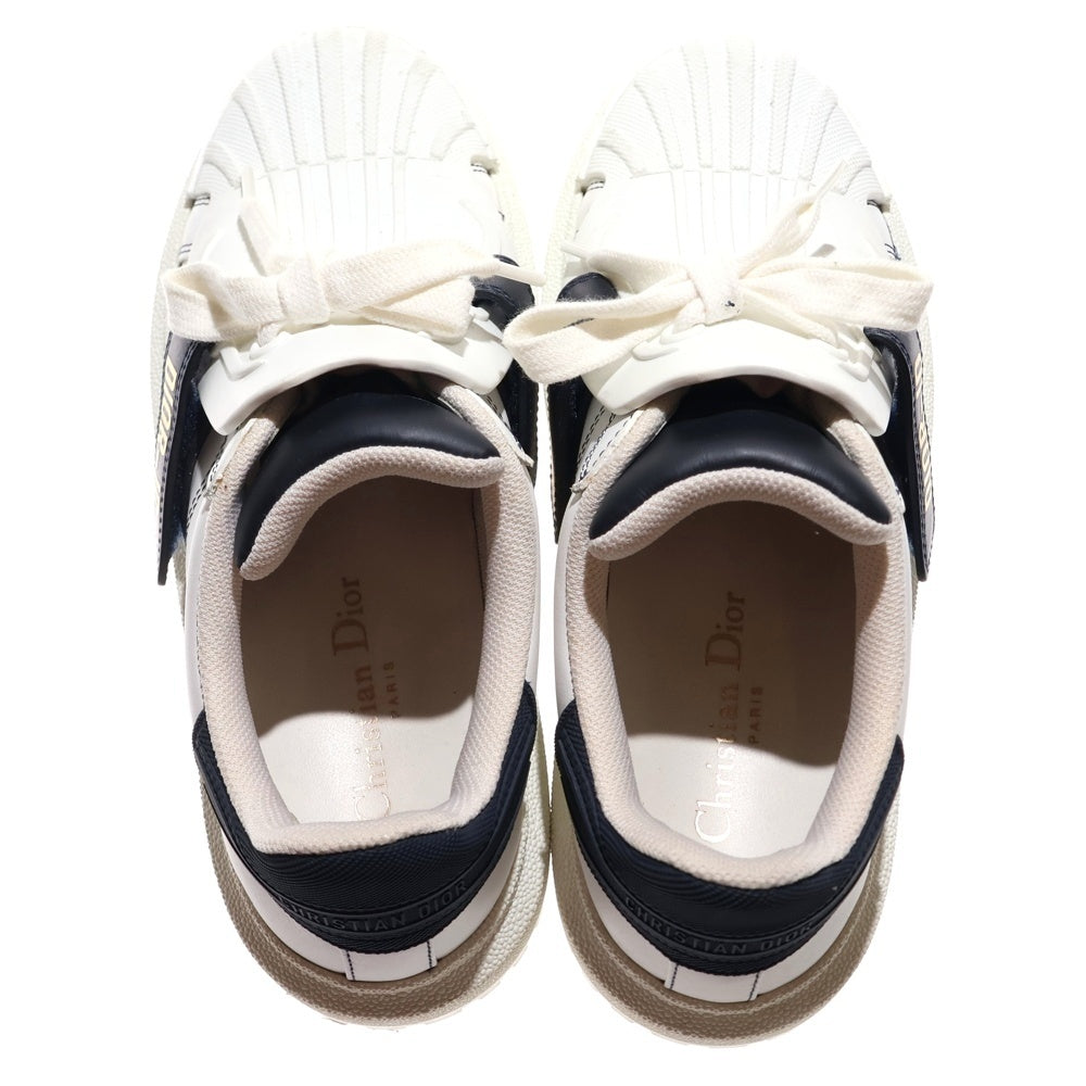 Christian Dior(クリスチャンディオール) DIOR-ID レザー ラバー レースアップ ベルクロ ロゴ ローカットシューズ スニーカー ホワイト/ネイビー レディース