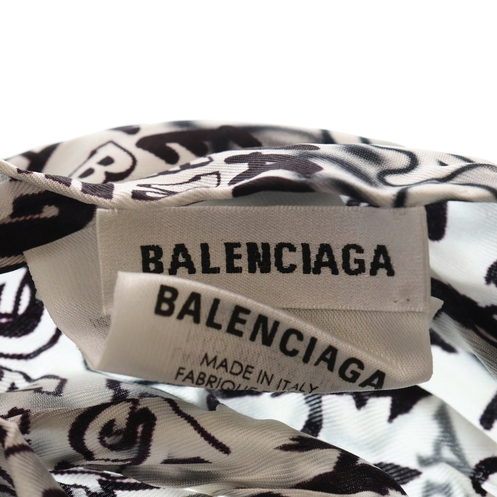 BALENCIAGA(バレンシアガ) スカーフ ホワイト×ブラック×イエロー シルク