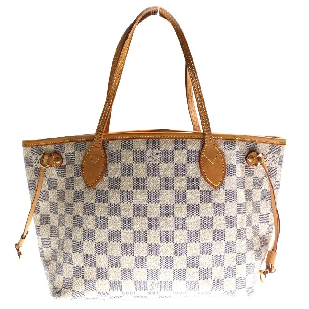 LOUIS VUITTON(ルイヴィトン) ダミエアズール ネヴァーフルPM トートバッグ ハンドバッグ アイボリー×ブラウン レザー×PVC N51110 ゴールド金具