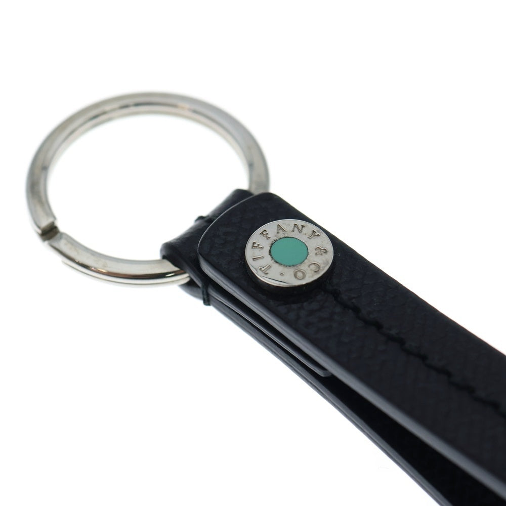 TIFFANY & Co.(ティファニー) バッグチャーム キーリング キーホルダー レザー ブラック×シルバー