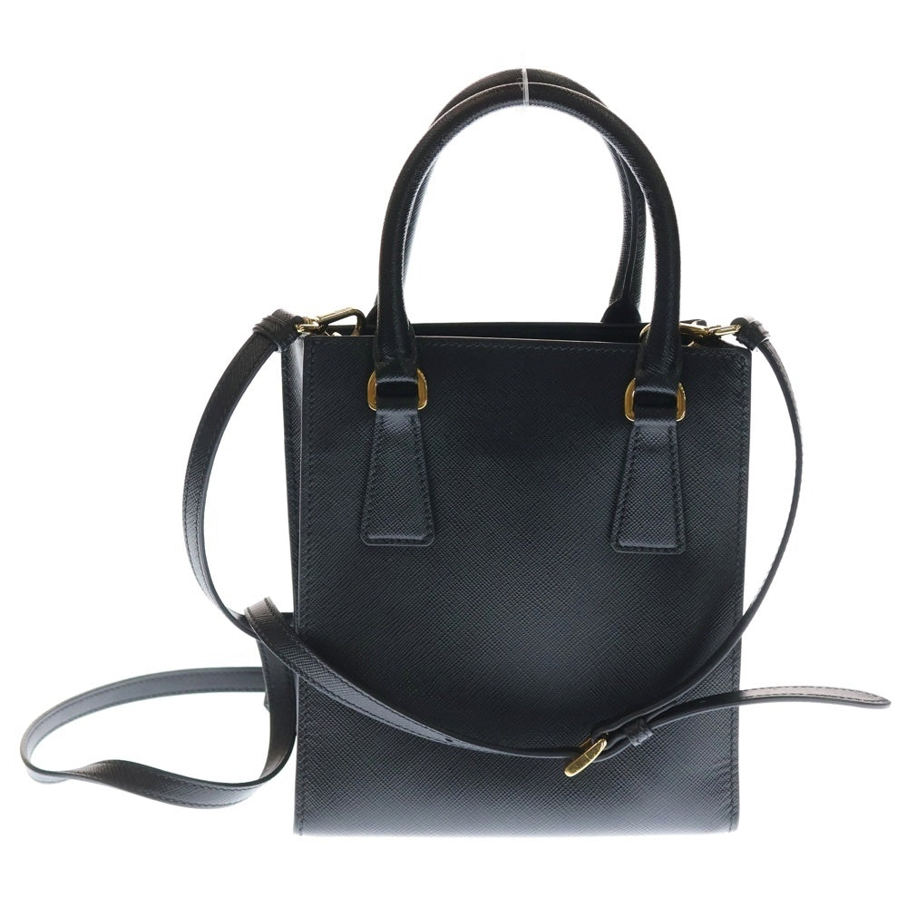 PRADA(プラダ) サフィアーノ ミニ 2WAYバッグ トートバック ショルダーバッグ ブラック レザー 1BA358 ゴールド金具 レディース
