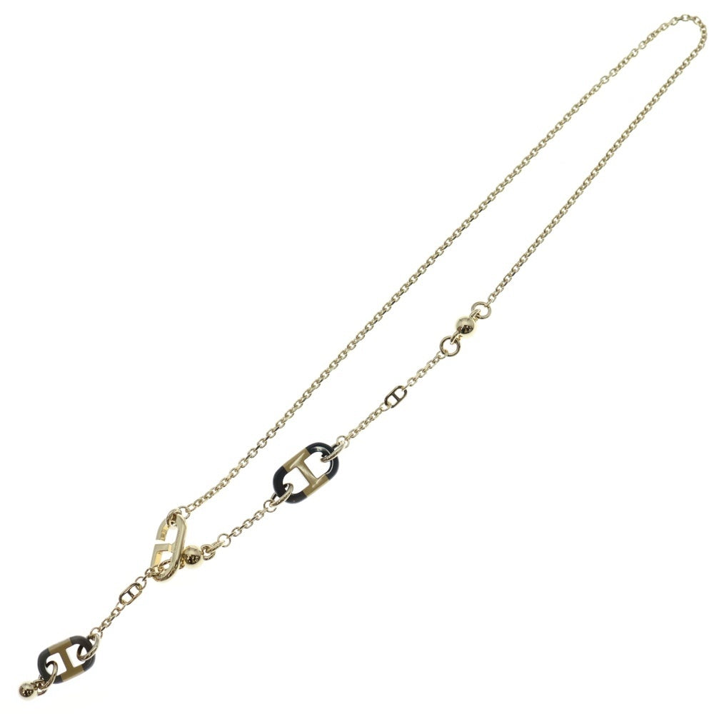 HERMES(エルメス) シュルメールPM ネックレス バッファローホーン ペンダント チェーン ゴールド×ブラック
