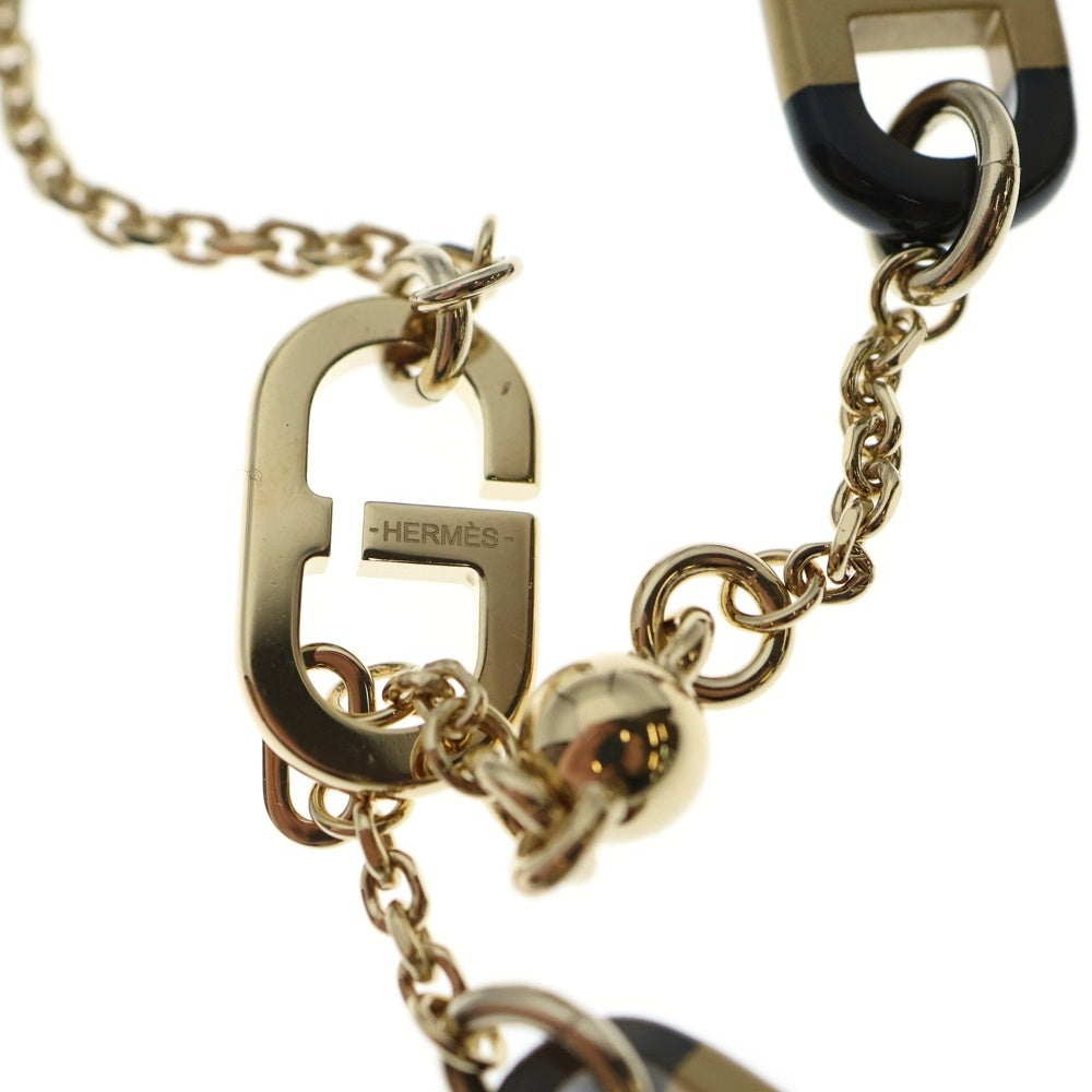 HERMES(エルメス) シュルメールPM ネックレス バッファローホーン ペンダント チェーン ゴールド×ブラック