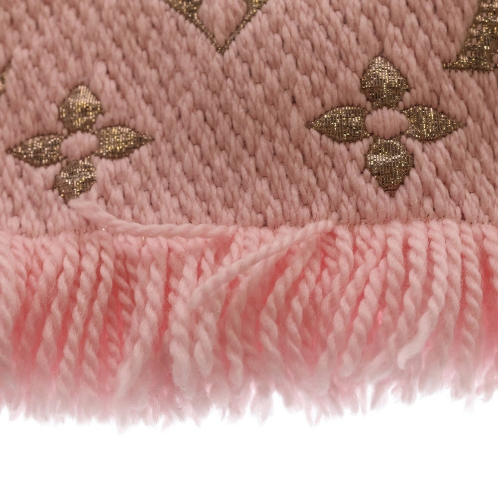 LOUIS VUITTON(ルイヴィトン) エシャルプ ロゴマニア シャイン モノグラム シルク混 ウール フリンジマフラー ピンク M70466