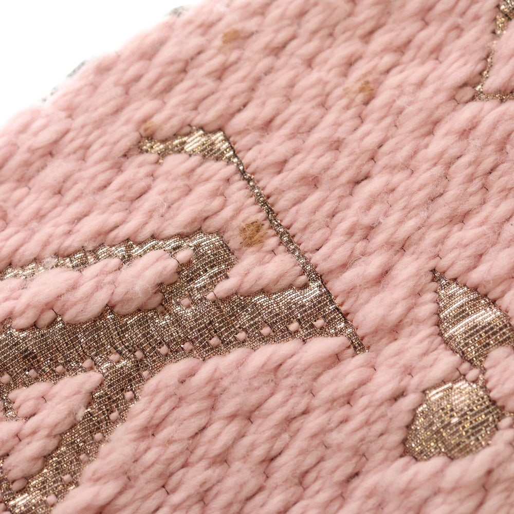 LOUIS VUITTON(ルイヴィトン) エシャルプ ロゴマニア シャイン モノグラム シルク混 ウール フリンジマフラー ピンク M70466