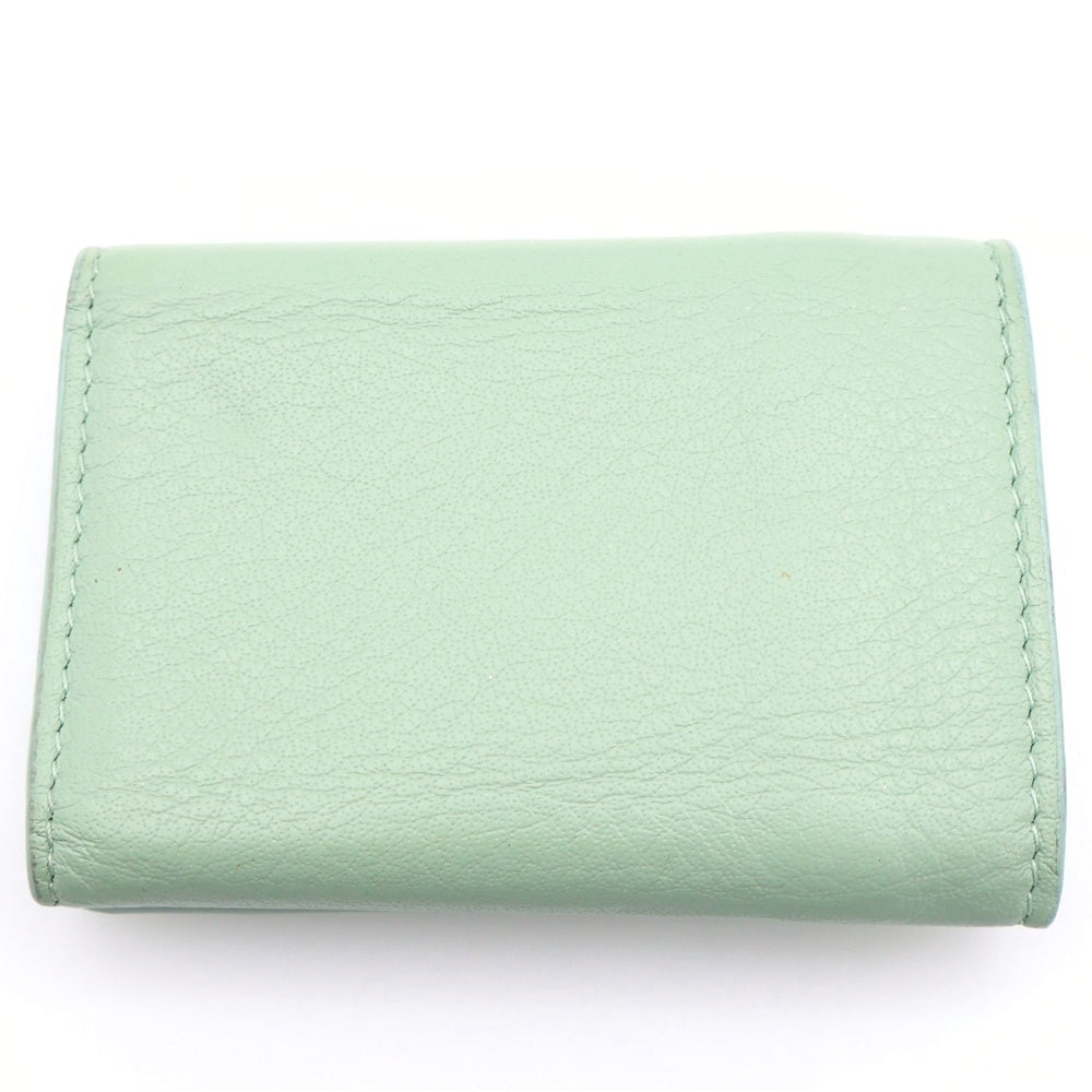 【美品！希少！】BALENCIAGA コンパクト ウォレット リリーズ グリーン BALENCIAGA(バレンシアガ) ペーパーミニ コンパクトウォレット 三