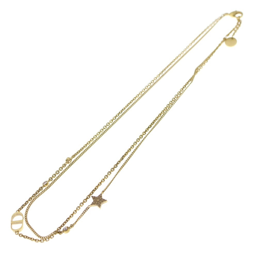 Christian Dior(クリスチャンディオール) PETIT CD ロゴ ストーン ネックレス ペンダント チェーン ピンク×ゴールド