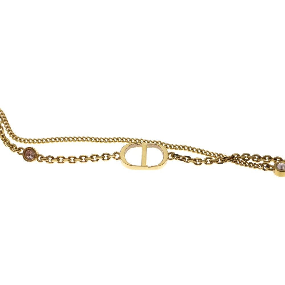 Christian Dior(クリスチャンディオール) PETIT CD ロゴ ストーン ネックレス ペンダント チェーン ピンク×ゴールド