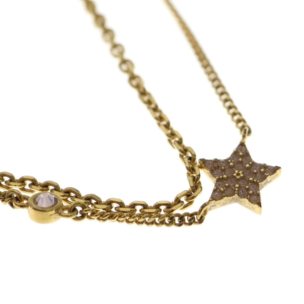 Christian Dior(クリスチャンディオール) PETIT CD ロゴ ストーン ネックレス ペンダント チェーン ピンク×ゴールド