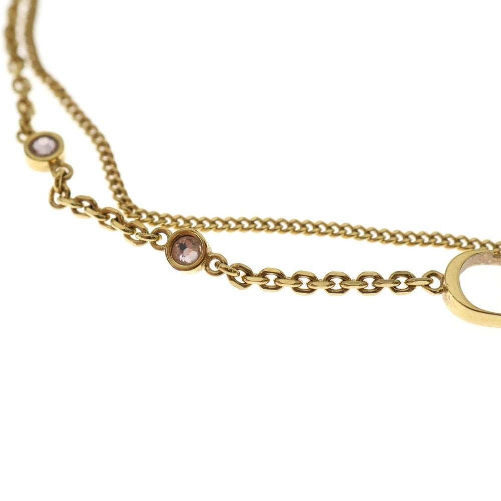 Christian Dior(クリスチャンディオール) PETIT CD ロゴ ストーン ネックレス ペンダント チェーン ピンク×ゴールド