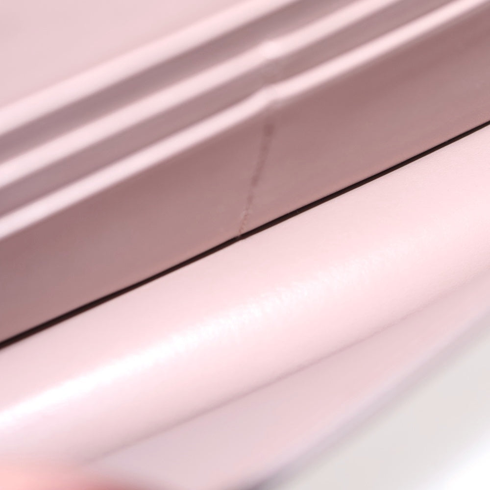 PRADA(プラダ) ロゴプレート チェーンショルダーバック チェーンウォレット ミニバッグ ピンクベージュ レザー 1DH044 ゴールド金具