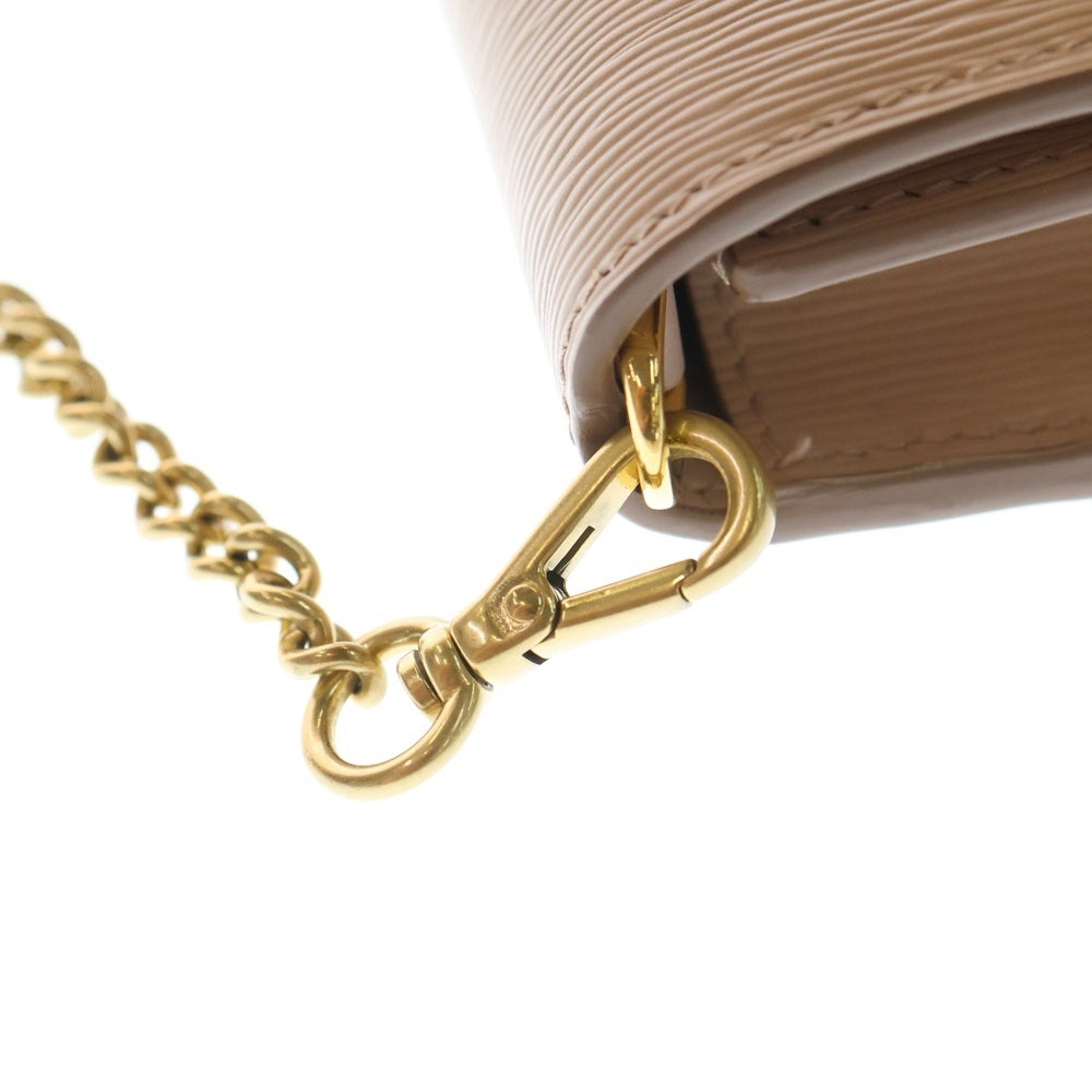 PRADA(プラダ) ロゴプレート チェーンショルダーバック チェーンウォレット ミニバッグ ピンクベージュ レザー 1DH044 ゴールド金具