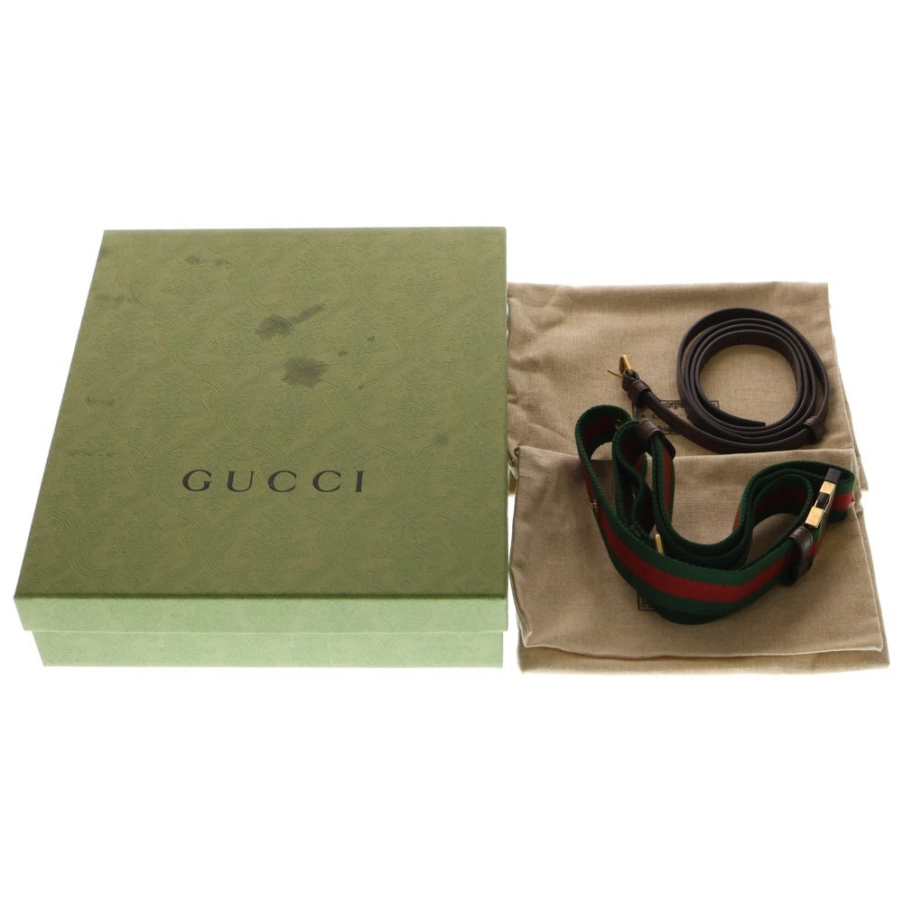 GUCCI(グッチ) GGスプリーム マーモント オフィディア ロゴプレート シェリーライン PVC レザー コンパクト 二つ折り財布 ショルダーバッグ セット ゴールド金具 699173 レディース