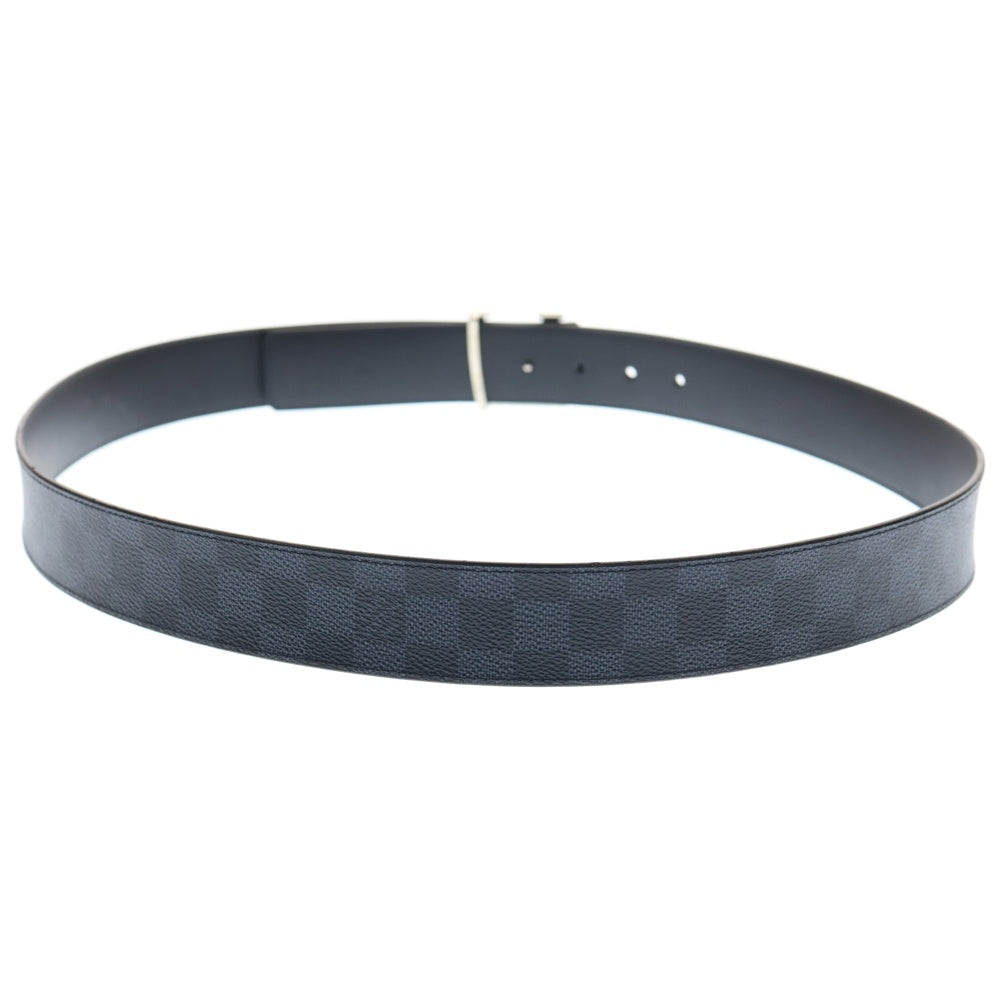 LOUIS VUITTON(ルイヴィトン) サンチュール・LV イニシャル レザー ベルト ネイビー×ブラック M0087 シルバー金具