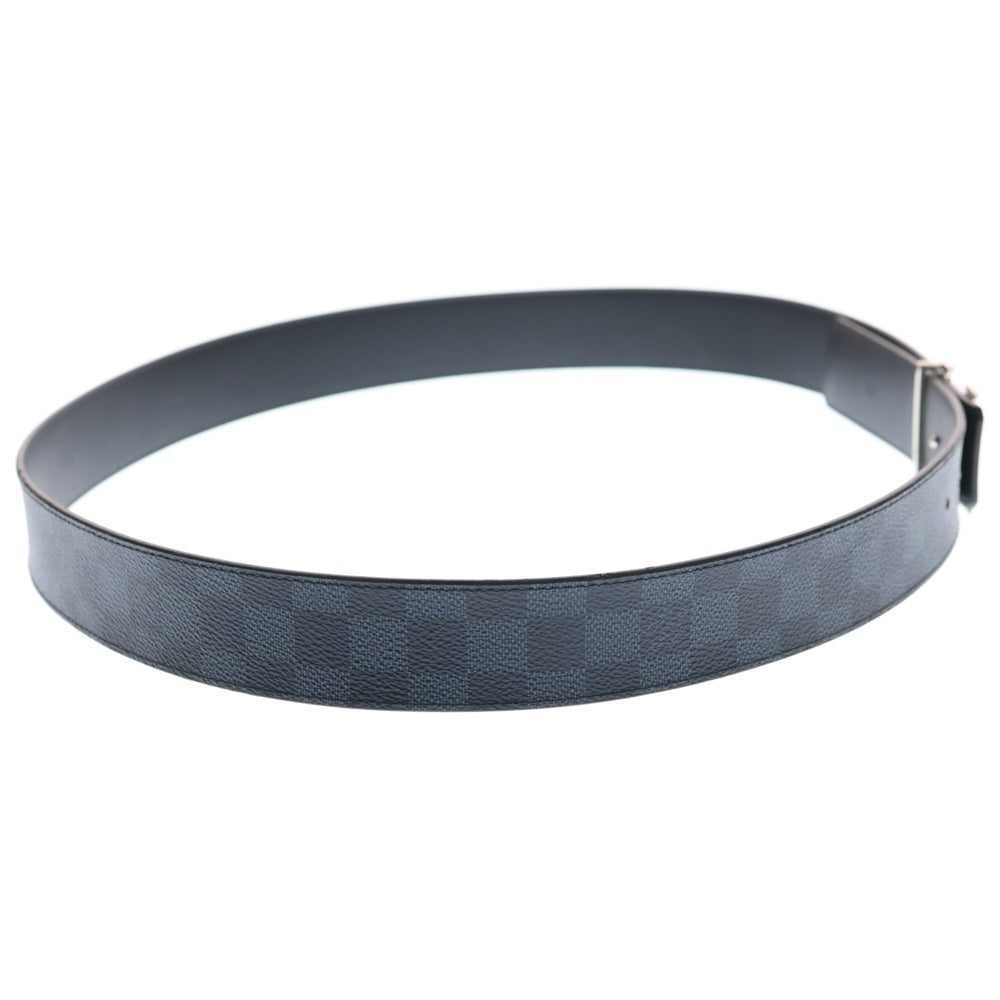 LOUIS VUITTON(ルイヴィトン) サンチュール・LV イニシャル レザー ベルト ネイビー×ブラック M0087 シルバー金具