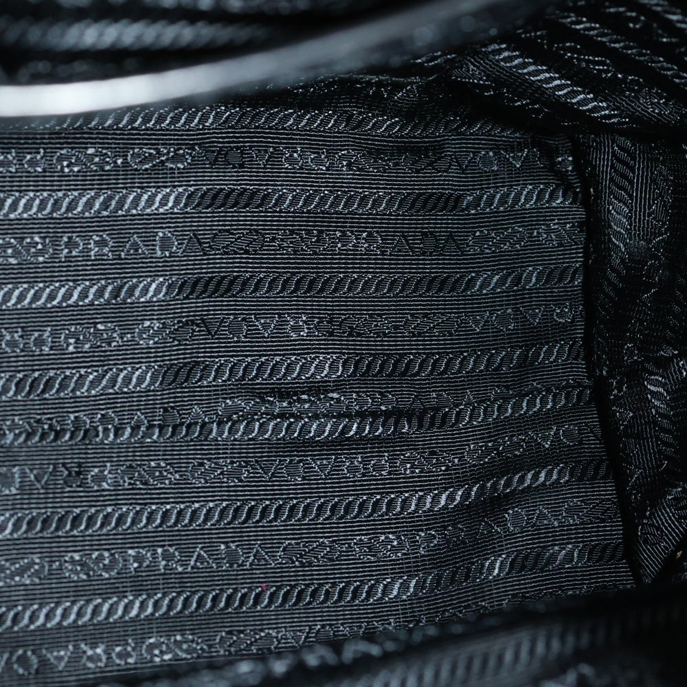 PRADA(プラダ) ロゴ ハンドバッグ トートバッグ ブラック レザー×ナイロン シルバー金具