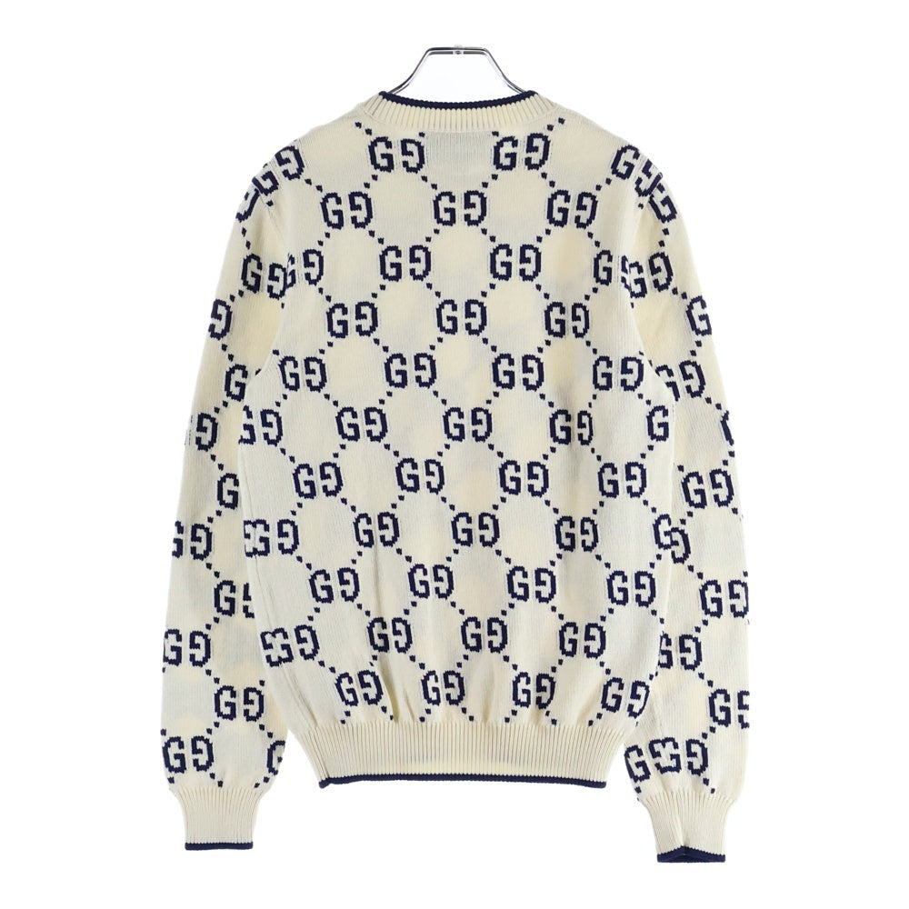 GUCCI(グッチ) GGジャガード クルーネック長袖ニットセーター ブルー