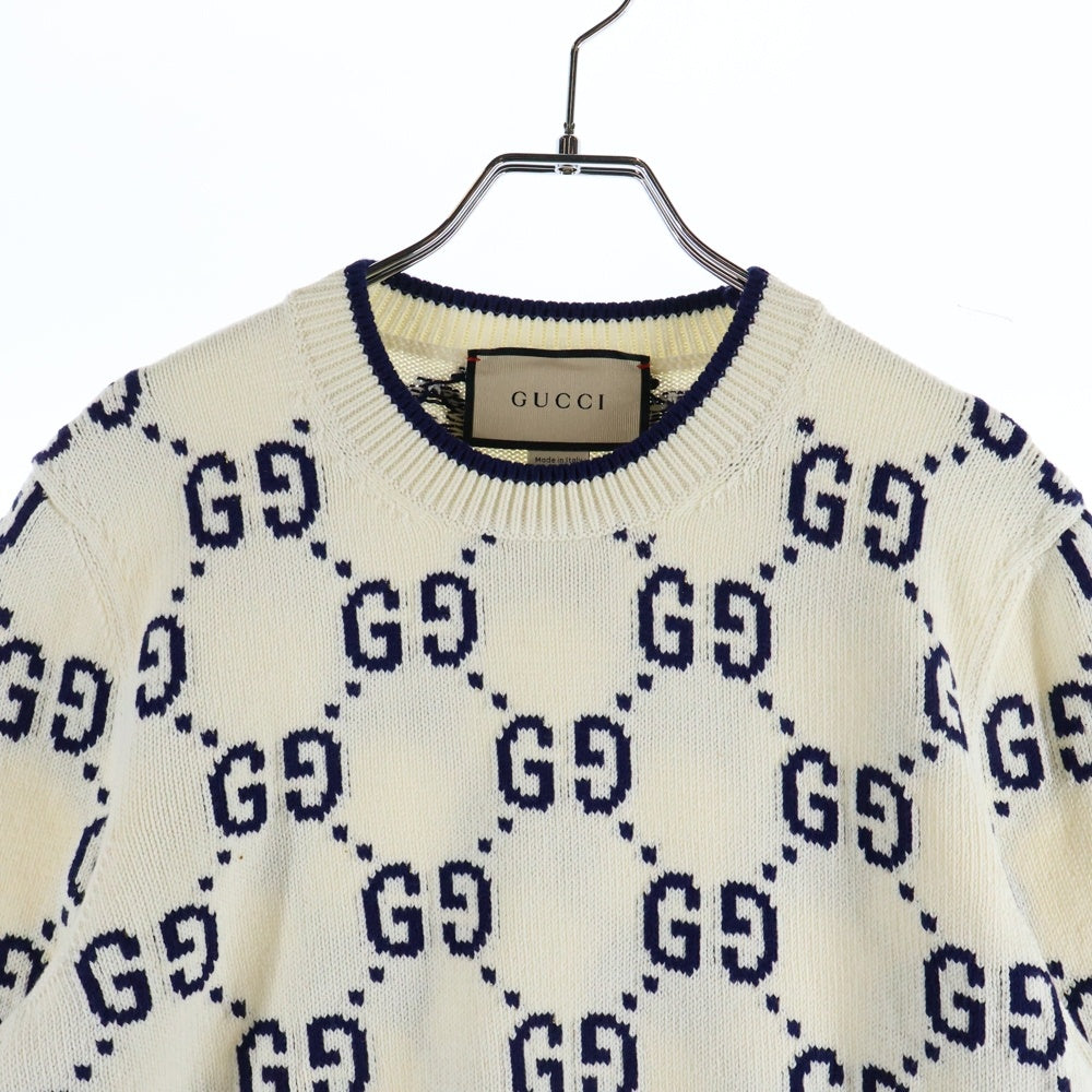 10559【美品・Lサイズ】グッチ☆刺繍インターロッキングGニットセーター Gucci インターロッキングG セーター | グレー | FARFETCH JP