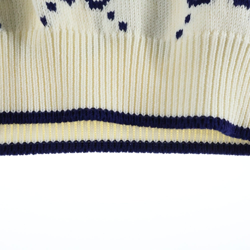 GUCCI GGパターン 半袖ニットセーター 水色 国内正規 GUCCI グッチ 501410 X9P65 カシミヤxシルク ラインストーン