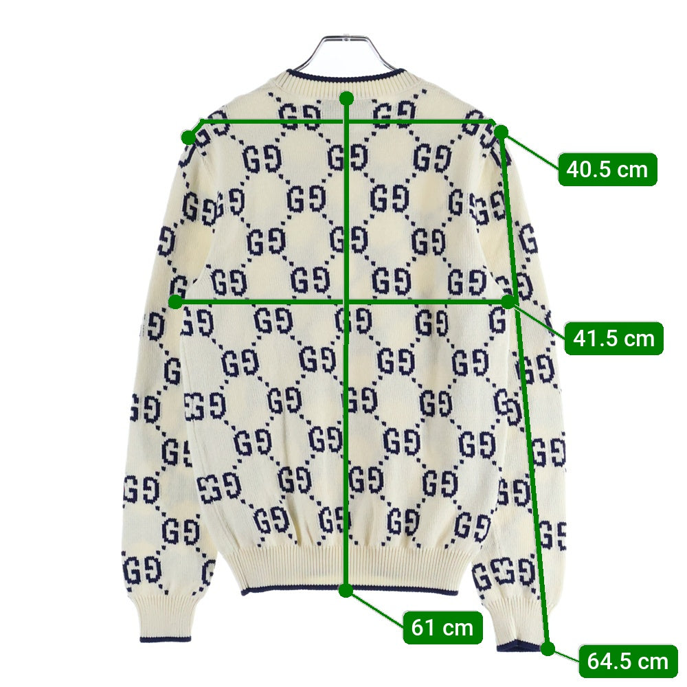GUCCI(グッチ) GGジャガード クルーネック長袖ニットセーター ブルー