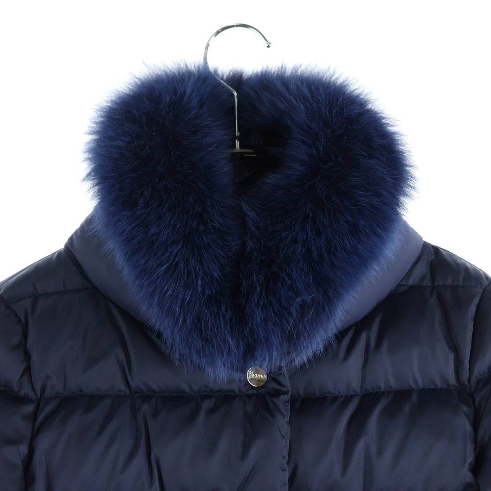 HERNO(ヘルノ) IMBOTTITURA GARANTITA ファーフーデッドダウンジャケット ブルゾン ブルー PI0674D-12170-9245 レディース