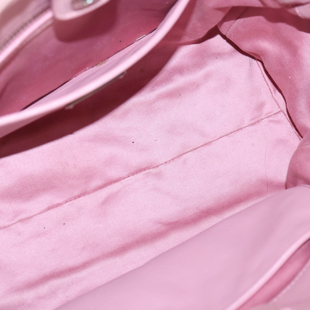 miumiu(ミュウミュウ) マテラッセ ナッパクリスタル ハンドバッグ トートバッグ ピンク レザー シルバー金具 レディース