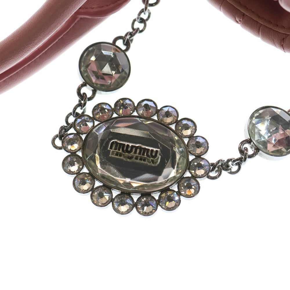 miumiu(ミュウミュウ) マテラッセ ナッパクリスタル ハンドバッグ トートバッグ ピンク レザー シルバー金具 レディース