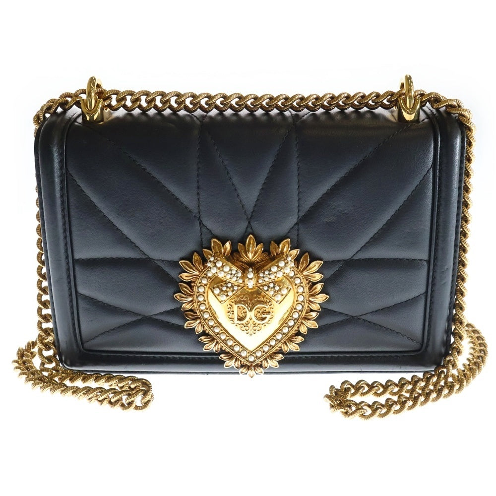 DOLCE & GABBANA(ドルチェアンドガッバーナ) ディヴォーション ショルダーバッグ ブラック ゴールド金具 レザー レディース