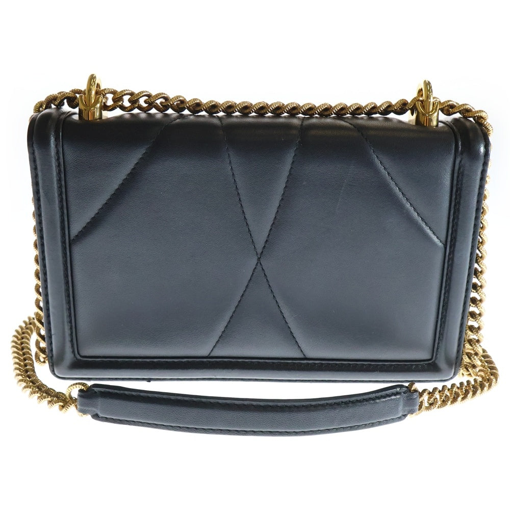 DOLCE & GABBANA(ドルチェアンドガッバーナ) ディヴォーション ショルダーバッグ ブラック ゴールド金具 レザー レディース