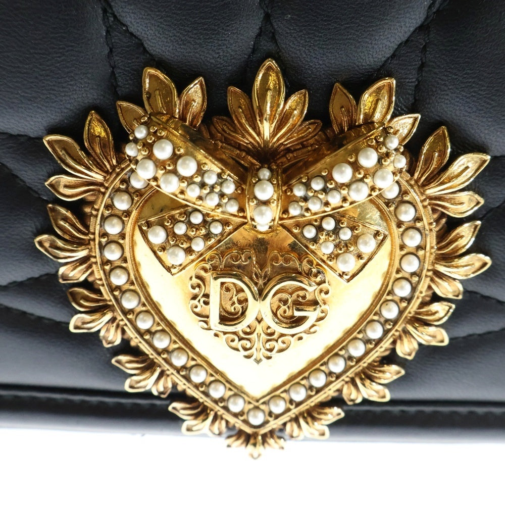 DOLCE & GABBANA(ドルチェアンドガッバーナ) ディヴォーション ショルダーバッグ ブラック ゴールド金具 レザー レディース