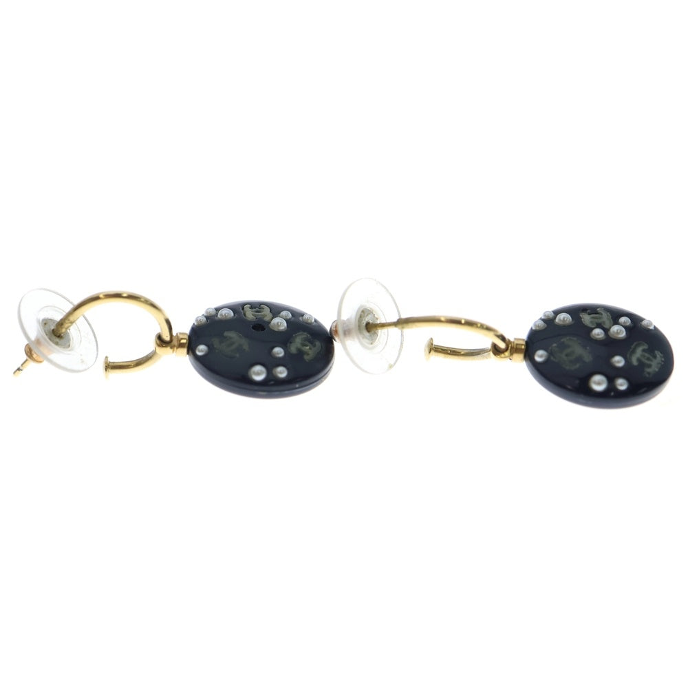 CHANEL(シャネル) フープピアス ココマーク フェイクパール ネイビー ゴールド 03P レディース