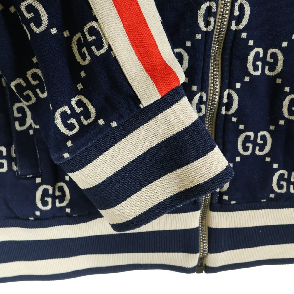 美品 GUCCI ジャカードジップジャケット GG総柄 トラックジャケット XL GUCCI(グッチ) GGジャガード 総柄 サイドライン ジップアップ トラック
