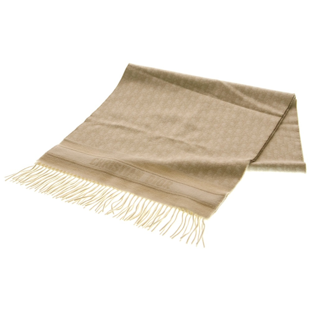 Christian Dior(クリスチャンディオール) オブリーク ジャガード 総柄 フリンジ マフラー ホワイト/ベージュ