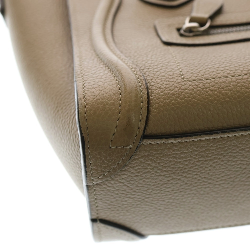 CELINE セリーヌ ラゲージ ナノショッパー トートバッグ ミニバッグ ハンドバッグ ベージュ レザー シルバー金具 CELINE（セリーヌ） ラゲージ ナノショッパー ライトブラウンxベージュ