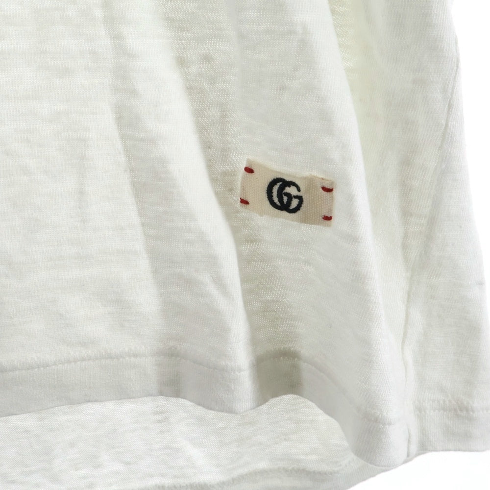 GUCCI(グッチ) GGマーモント 裾ロゴ刺繍 Vネック 半袖Tシャツ カットソー ホワイト 645269