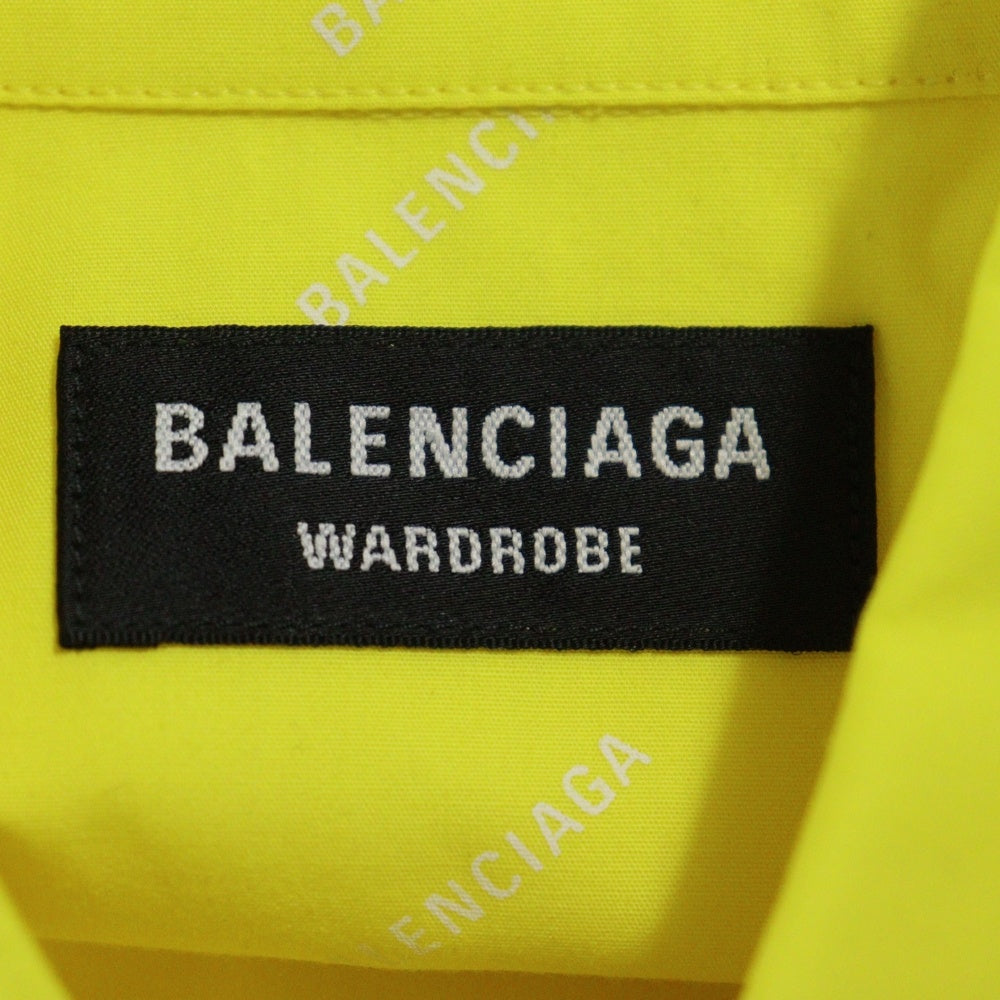 BALENCIAGA(バレンシアガ) ALL OVER オールオーバーロゴプリント ボタンダウン 長袖シャツ イエロー 534333 レディース
