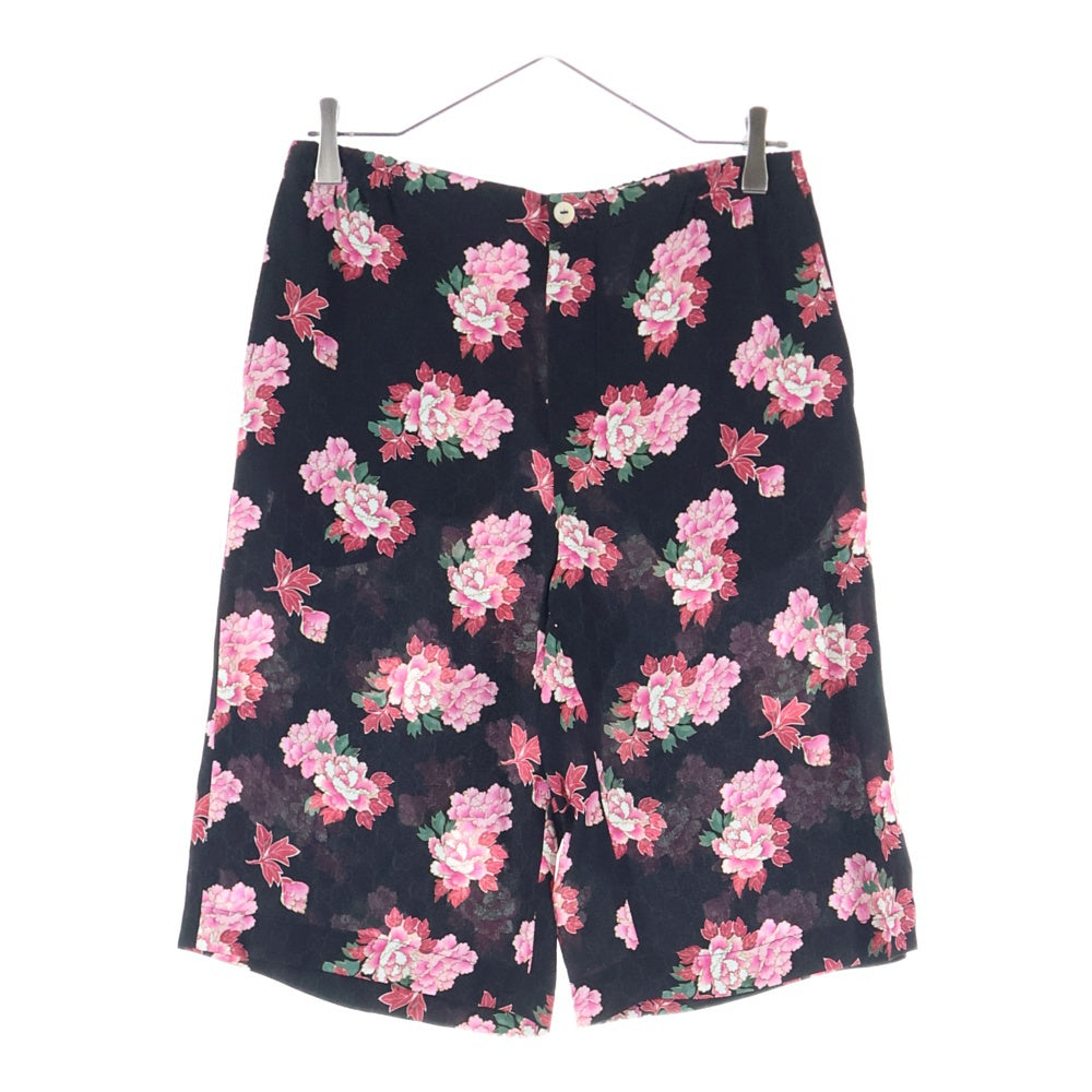 GUCCI(グッチ) GG フラワー総柄プリント シルク ハーフ ショートパンツ ショーツ ブラック/ピンク レディース 624399