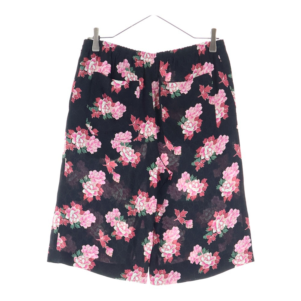 GUCCI(グッチ) GG フラワー総柄プリント シルク ハーフ ショートパンツ ショーツ ブラック/ピンク レディース 624399