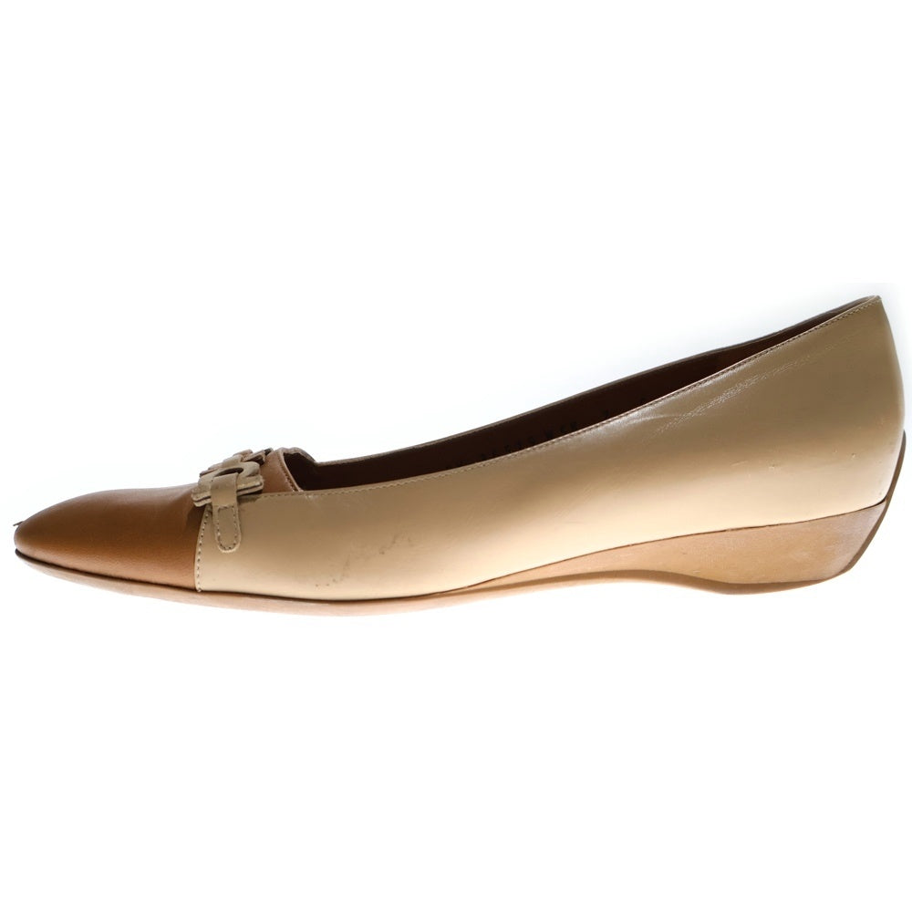 FERRAGAMO(フェラガモ) ガンチーニ レザー バイカラー パンプス シューズ ベージュ/ブラウン レディース